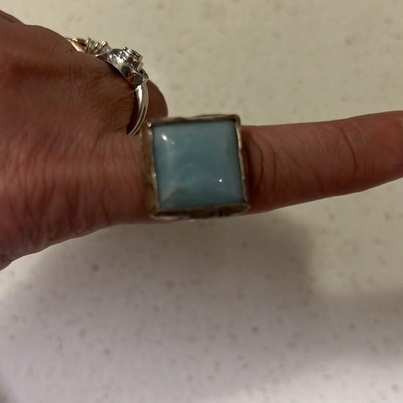 Turquoise Ring Silver Size 7 1/4 - Picture 3 of 3